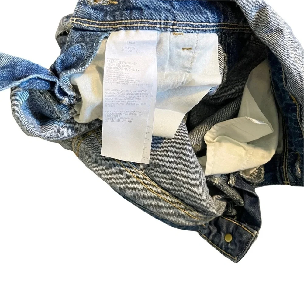 Levi's Distressed Denim Shortalls Overalls Shorts Summer Girl's Size 12 EUC